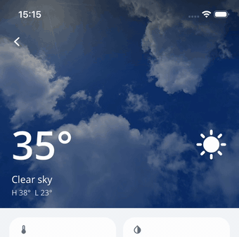 Scroll-materializing nav bar over a full-bleed photo header