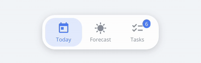 The default tab bar pill switching between roots